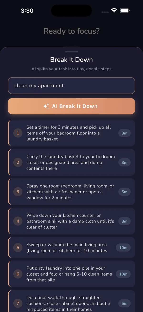 AI breaks an overwhelming task into tiny doable steps